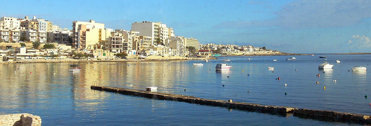 Qawra seen across Salina Bay