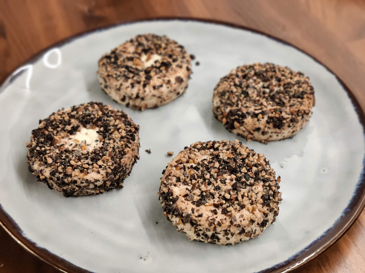 Homemade peppered ġbejniet photographed in Malta