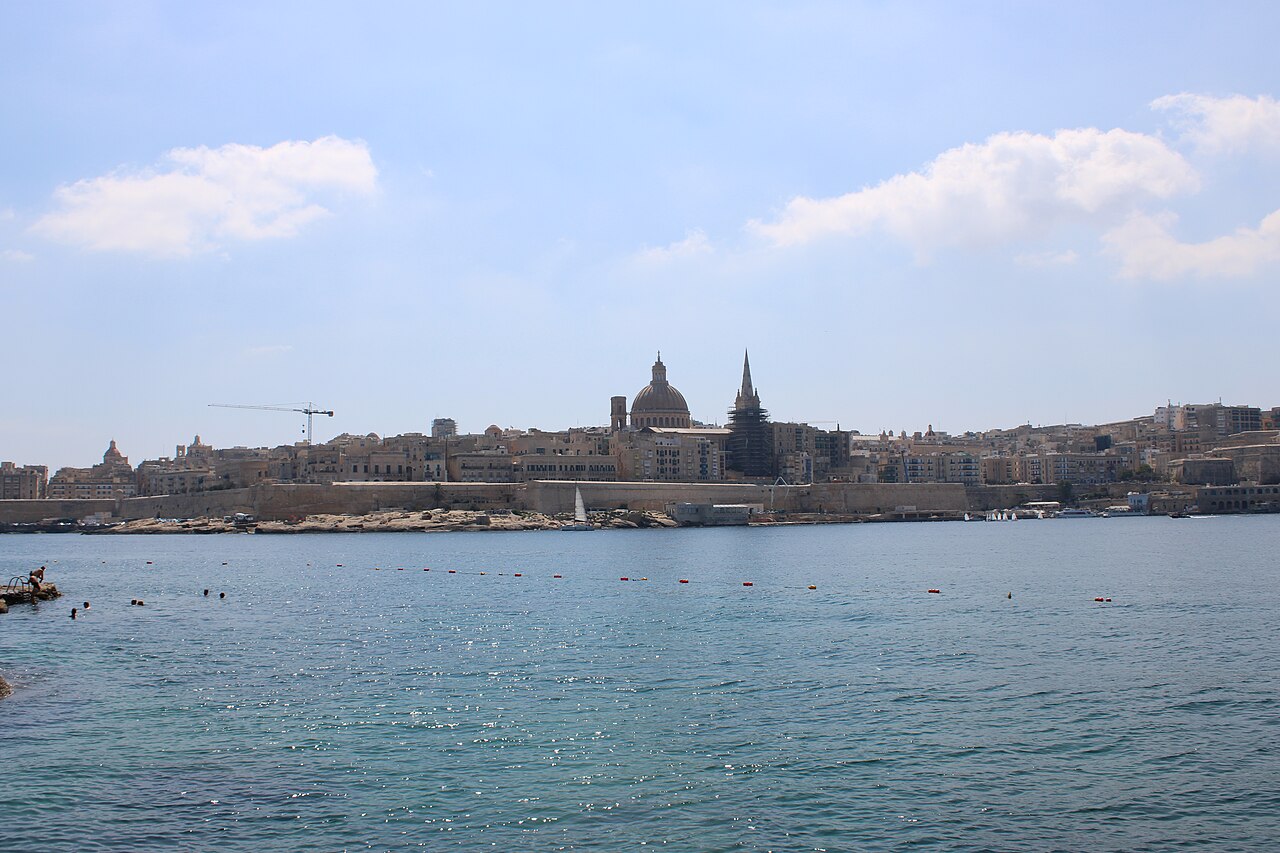 Valletta’s skyline and fortifications seen from Sliema