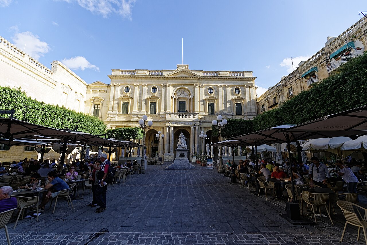 Republic Square and the National Library in Valletta